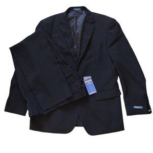 Monaco Retro Paris Mens 2PC Suit 2 Buttons Solid Black Size 42Rx36, Sport Jacket